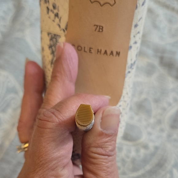 Cole Haan Cream and Gray Heels with Snakeskin Print - Picture 6 of 7